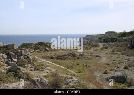 Disused stone quarry at Cheyne Weares, Portland, Jurassic Coast, Dorset, England, Great Britain, United Kingdom, UK, Europe Stock Photo