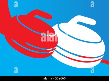 Curling stones on a blue background Stock Vector