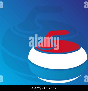 Curling stones on a blue background Stock Vector