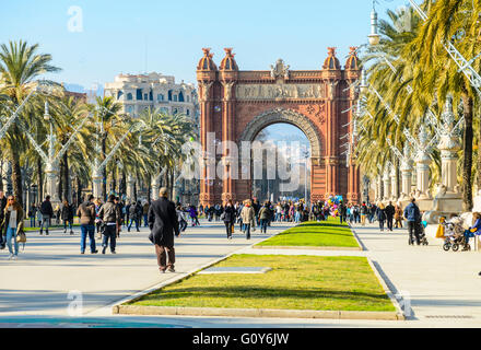 Arco de Triunfo de Barcelona aka Arc de Triomf, Passeig de Lluís Companys, Barcelona, Spain Stock Photo