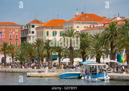 Split, Dalmatian Coast, Croatia.  The harbour.  The Historic Centre of Split is a UNESCO World Heritage Site. Stock Photo