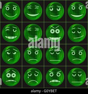 Bubbles smileys, green Stock Vector