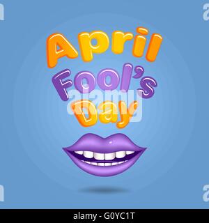 April Fool's Day. Violet  lips Stock Vector