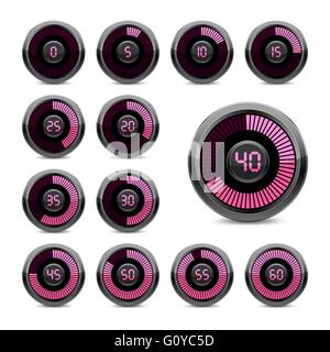 Set of electronic timers Stock Vector