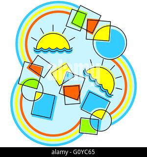 Sun and waves. Stock Vector