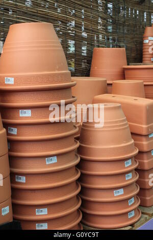 Stacked terracotta garden pots Stock Photo