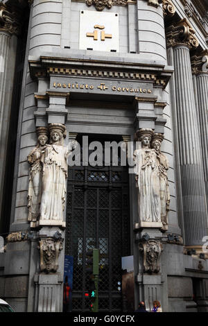 Entrance of Cervantes Institute building, Calle de Alcalá 49, Madrid, Spain Stock Photo