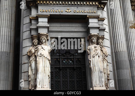 Detail of entrance of Cervantes Institute building, Calle de Alcalá 49, Madrid, Spain Stock Photo
