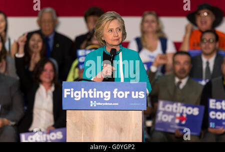 Monterey Park, California, USA. 05th May, 2016. HILLARY CLINTON speaks to supporters during a campaign stop at East Los Angeles College. Credit:  Brian Cahn/ZUMA Wire/Alamy Live News Stock Photo