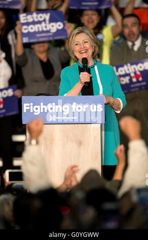 Monterey Park, California, USA. 05th May, 2016. HILLARY CLINTON speaks to supporters during a campaign stop at East Los Angeles College. Credit:  Brian Cahn/ZUMA Wire/Alamy Live News Stock Photo