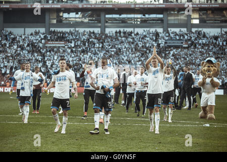 Denmark, Copenhagen, May 5th 2015. FC Copenhagen won its second Danish Cup on the trot following a 2-1 victory over AGF Aarhus yesterday evening at Parken Stadium. FC Copenhagen celebration on the pitch. Credit:  Samy Khabthani//Alamy Live News Stock Photo