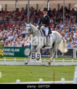 Badminton House, Badminton, UK. 06th May, 2016. Mitsubishi Motors Badminton Horse Trials. Day Three. Lucy Jackson (NZL) riding &#x2018;Bosun' during the Dressage element of The Mitsubishi Motors Badminton Horse Trials 2016. Credit:  Action Plus Sports/Alamy Live News Stock Photo