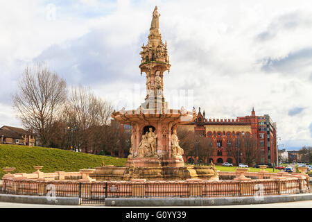 Doulton Fountain,  largest terracotta fountain in the world at Glasgow, Scotland, UK Stock Photo