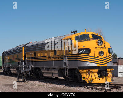 Rio Grande F9 diesel engine No. 5771, Colorado Railroad Museum, Golden, Colorado. Stock Photo