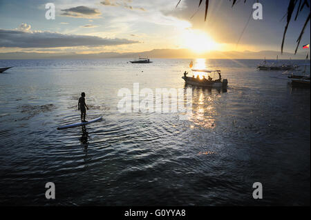 Leisure time at sunset in Moalboal Cebu Province Philippines Stock Photo