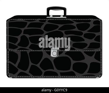 Black briefcase from skin on white background is insulated Stock Vector