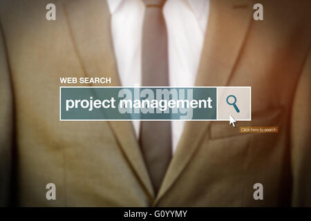 Web search bar glossary term - project management definition in internet glossary. Stock Photo