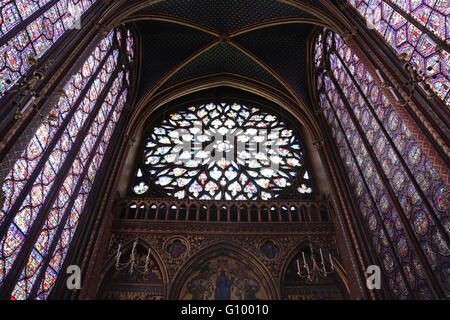 Stained glass. Upper chapel of La Sainte-Chapelle (The Holy Chapel). 1248. Paris. France. Gothic. Stock Photo