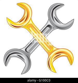 Two wrenches on white background is insulated Stock Vector