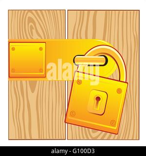Vector illustration of the lock from gild on door Stock Vector