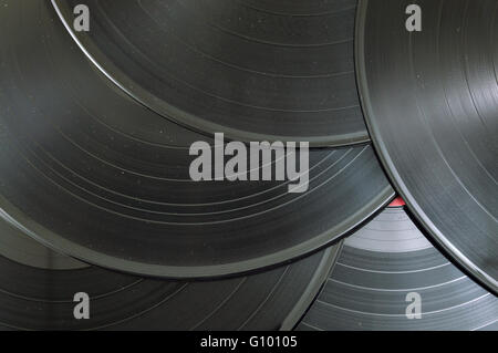 Old vinyl records on a pile Stock Photo