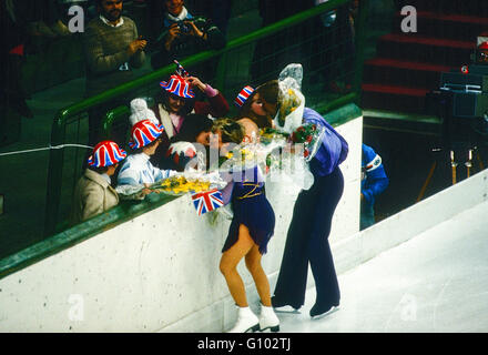 Jayne Torvill and Christopher Dean (GBR) Olympic Champions in Ice Dancing at the 1984 Olympic Winter Games Stock Photo