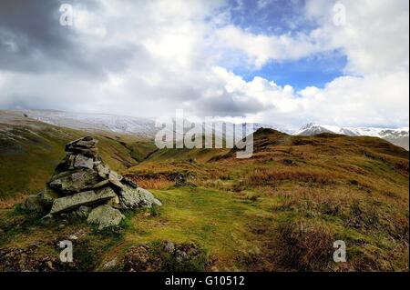 Snow covered fells from the Steel Knotts Stock Photo