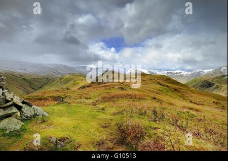 Snow covered fells from the Steel Knotts Stock Photo