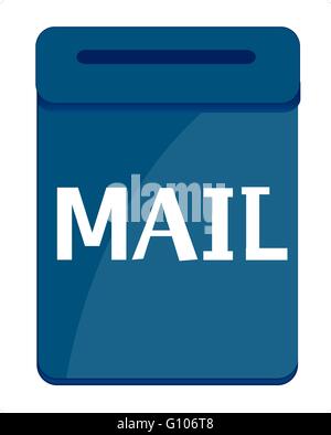 Vector illustration of the blue mailbox on white background Stock Vector