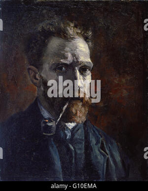 Vincent van Gogh - Self-portrait with pipe - Van Gogh Museum, Amsterdam Stock Photo