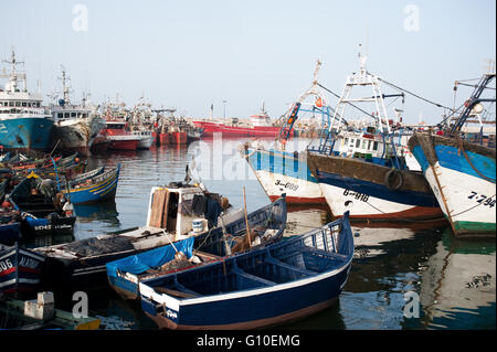 Fishing boats in the port of Agadir Stock Photo