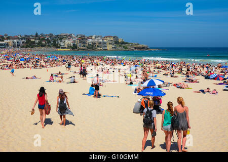 People on Bondi Beach for vacation in summer, Sydney, New South Wales, Australia