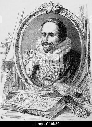 Miguel Cervantes de Saavedra, Author of 'Don Quixote' in the early 1600s, regarded as the greatest writer in the Spanish language and one of the world's pre-eminent novelists. Stock Photo
