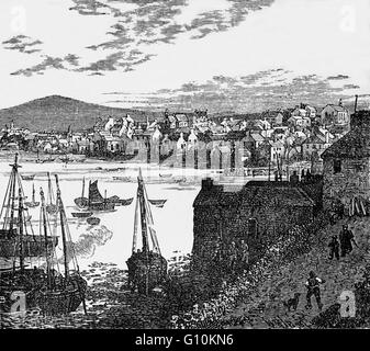 19th Century view of Lerwick,  the main port of the Shetland Islands, Scotland Stock Photo