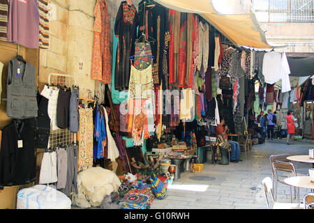 Colorful outdoor shop within the Christian Quarter in Jerusalem, Israel.  Also known as the Muristan. Stock Photo