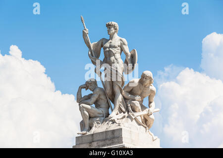 Close view of statue in front of Monumento nazionale a Vittorio Emanuele II, Rome, Italy Stock Photo