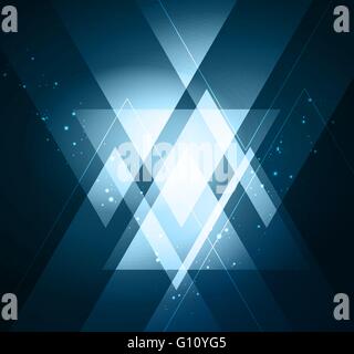 Elegant Geometric Background with shiny blue triangles. Vector illustration. Stock Vector