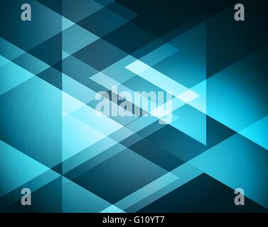 Elegant Geometric Background with shiny blue triangles. Vector illustration. Stock Vector