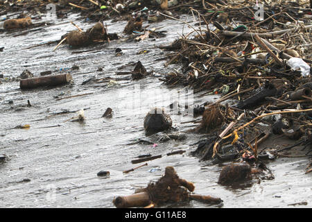 Sukabumi, West Java, Indonesia. 5th May, 2016. Garbage on Loji beach ...