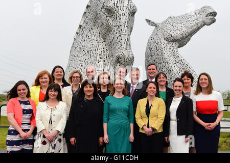 Falkirk, Scotland, United Kingdom, 07, May, 2016. The 17 first-time SNP MSPs at a photocall in front of 'The Kelpies' sculpture in Falkirk, following their election to the Scottish Parliament, Credit:  Ken Jack / Alamy Live News Stock Photo