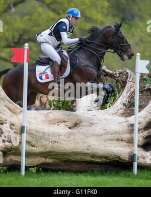 Badminton House, Badminton, UK. 07th May, 2016. Mitsubishi Motors Badminton Horse Trials. Day Four. Gwendolen Fer (FRA) riding &#x2018;Romantic Love' during the cross country element of The Mitsubishi Motors Badminton Horse Trials. Credit:  Action Plus Sports/Alamy Live News Stock Photo