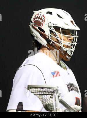 Stevenson-Pincince Field. 6th May, 2016. RI, USA; Brown Bears attackman Dylan Molloy (4) during the NCAA Ivy League Tournament Lacrosse game between Harvard Crimson and Brown Bears at Stevenson-Pincince Field. Harvard defeated Brown 13-12. Anthony Nesmith/Cal Sport Media/Alamy Live News Stock Photo