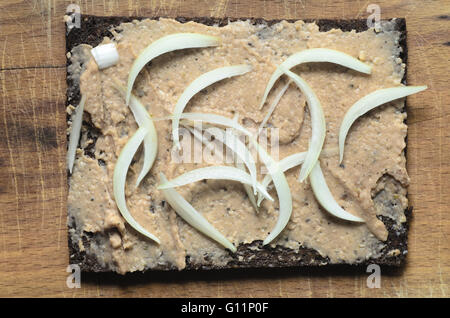 open sandwich with vegetarian pate top view Stock Photo