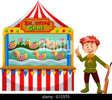 Man working at the shooting game illustration Stock Vector