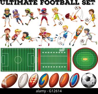 Football theme with players and ball illustration Stock Vector