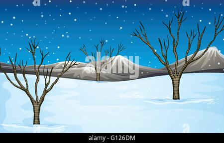 Field covered with snow illustration Stock Vector