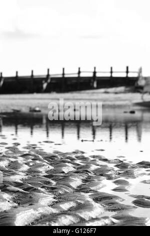 Beautiful, abstract, black & white sunlight on the beach Stock Photo