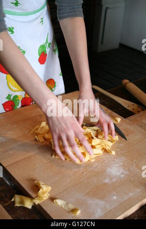 Chef presents freshly made pasta from scratch, Rome, Lazio, Italy Stock Photo