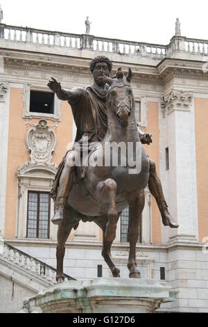 Statue of horse and rider; Rome, Italy Stock Photo