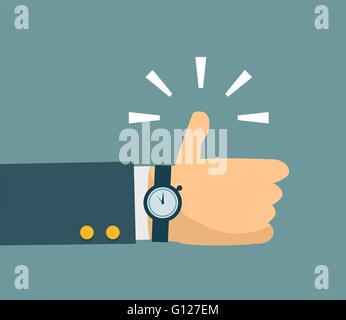 Thump up vector sign in flat style Stock Vector